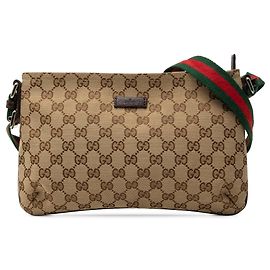Bolsa Tiracolo Gucci GG Canvas Web Bege