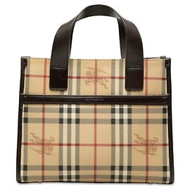 Bolso de mano Burberry Haymarket Check de lona revestida beige