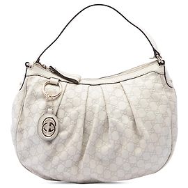 Borsa a tracolla Gucci Guccissima Sukey Bianca