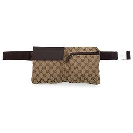 Borsa cintura Gucci GG Canvas con doppia tasca, marrone