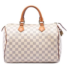 Louis Vuitton Damier Azur Speedy 30 Boston Tasche Weiß
