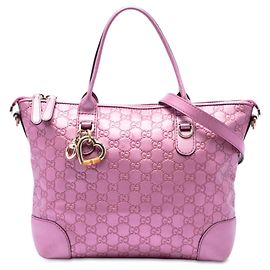 Gucci Metallic Guccissima Heart Bit Satchel in Rosa