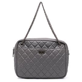 Borsa Camera Chanel Reissue 2.55 Large in pelle di vitello invecchiata matelassé Grigia