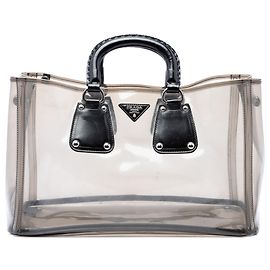  mala Tote em PVC com acabamento Spazzolato preto Prada