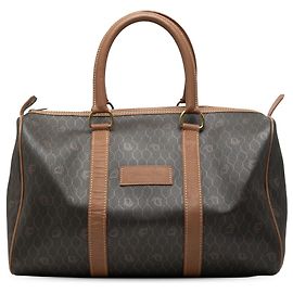 Autre Marque Dior Boston Bag aus beschichtetem Canvas mit Wabenmuster in Schwarz