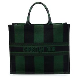 Autre Marque Bolso Book Tote Dior Large de lona a cuadros bordada, Verde