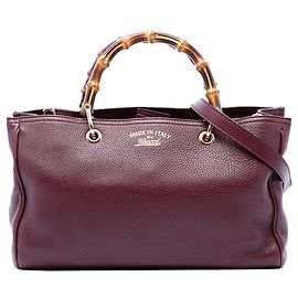 Borsa shopper Bamboo Gucci media in pelle di vitello rossa