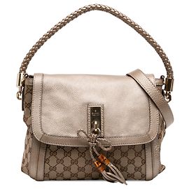 Beige Gucci GG Canvas Bella Klappentasche