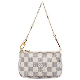 Borsa Louis Vuitton Damier Azur Mini Pochette Accessoires Bianca