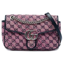 Borsa a tracolla Gucci Medium GG Marmont Matelassé in tela GG diagonale Rosa