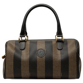 Fendi Pequin Boston-Tasche aus beschichtetem Canvas in Schwarz