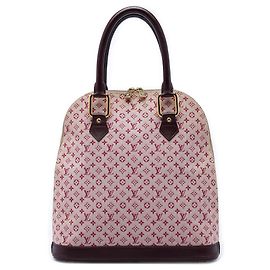 Louis Vuitton Monogram Mini Lin Alma Haut Handtasche Rot