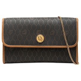 Autre Marque Dior Honeycomb Coated Canvas Chain Flap Crossbody in Schwarz