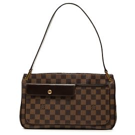 Bolsa de Ombro Louis Vuitton Damier Ebene Aubagne Castanha