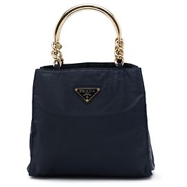 Bolso Prada Tessuto azul con asa de metal