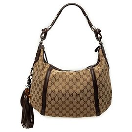 Gucci GG Canvas Techno Horsebit Hobo-Tasche Beige