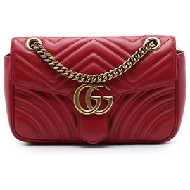 Borsa a tracolla Gucci GG Marmont Matelassé in pelle di vitello rossa Medium