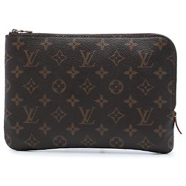 Borsa a Clutch Louis Vuitton Monogram Etui Voyageur PM Marrone