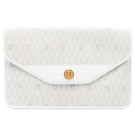 Autre Marque Clutch Dior in tela rivestita honeycomb bianca