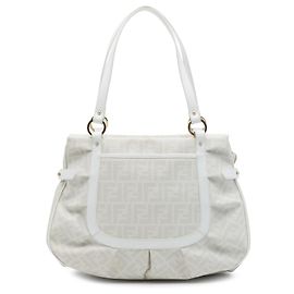Sac cabas White Fendi Large Zucca Spalmati Chef Shopper Tote