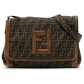 Bolsa Messenger Fendi Zucca Canvas FF castanha