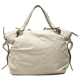 Tote Gucci Large Leather Bamboo Bar Bianco