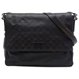 Schwarze Gucci Guccissima Umhängetasche