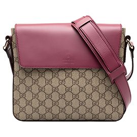 Borsa a tracolla con patta Gucci GG Supreme Beige