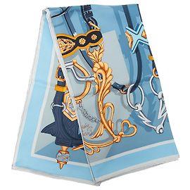 Lenço de seda Hermès Brides et Destin Azul 90