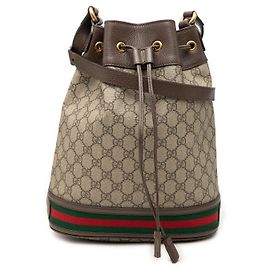 Gucci GG Supreme Web Ophidia Bucket Bag Beige