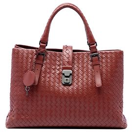 Bottega Veneta Medium Nappa Intrecciato Roma Tote in Rot