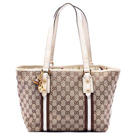 Borsa Tote Gucci GG Canvas Web Jolicoeur Beige