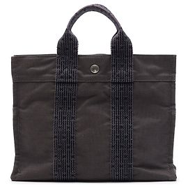 Saco Tote Hermès Herline PM em lona cinza