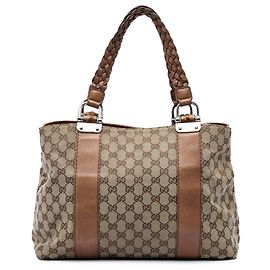 Gucci Medium GG Canvas Bamboo Libeccio Tote Beige