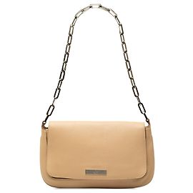 Bolsa de ombro com corrente Gucci em couro de bezerro bege