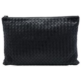 Clutch Bottega Veneta Intrecciato in nappa nera