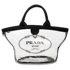 Prada PVC Canapa Logo Tote Satchel schwarz