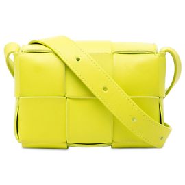 Borsa a tracolla Bottega Veneta Candy Nappa Intrecciato Cassette Gialla