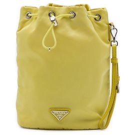 Pochette à cordon Prada Tessuto Jaune