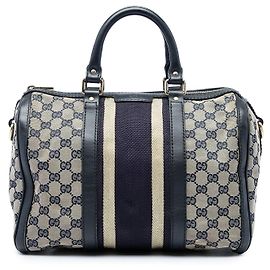 Borsa Boston Satchel Gucci Medium GG Canvas Web Joy Beige