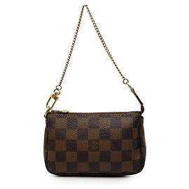 Bolsa de mão Louis Vuitton Damier Ebene Mini Pochette Accessoires Castanha