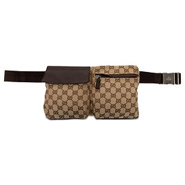 Bolsa de cintura Gucci GG Canvas bege com bolso duplo