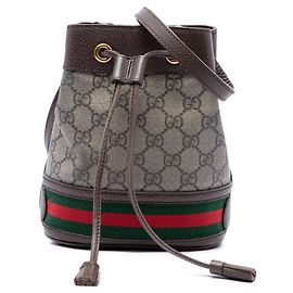 Gucci Mini GG Supreme Web Ophidia Bucket Bag Beige