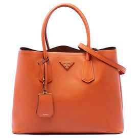 Orange Prada Medium Saffiano Cuir Double Handle Satchel