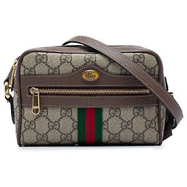 Bolsa Tiracolo Gucci Mini GG Supreme Web Ophidia Bege