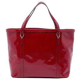Tote Nice Gucci Microguccissima em couro envernizado vermelho