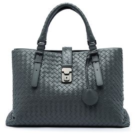 Bottega Veneta Medium Nappa Intrecciato Roma Tote Bag Grau