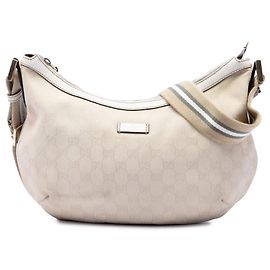Borsa a tracolla Gucci GG Canvas Web bianca