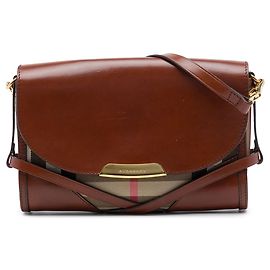 Borsa a tracolla Bridle Abbott Burberry in pelle marrone e tela House Check
