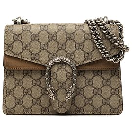 Bolsa Tiracolo Gucci Small GG Supreme Dionysus Bege